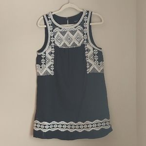 Madewell Navy And White Embroidered Sleeveless Dress Size M